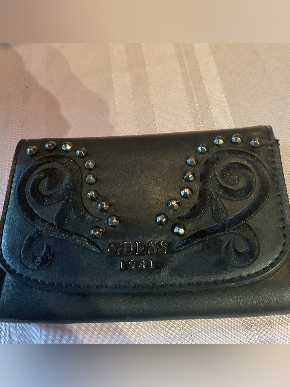 GUESS Black Studded Embossed Women's Wallet